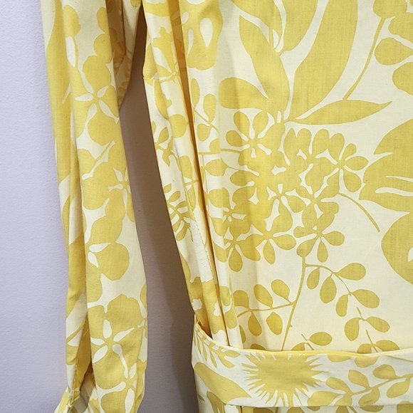 Ruth Clarage 1960s Vintage hand painted yellow floral long sleeve belted dress - Picture 6 of 13